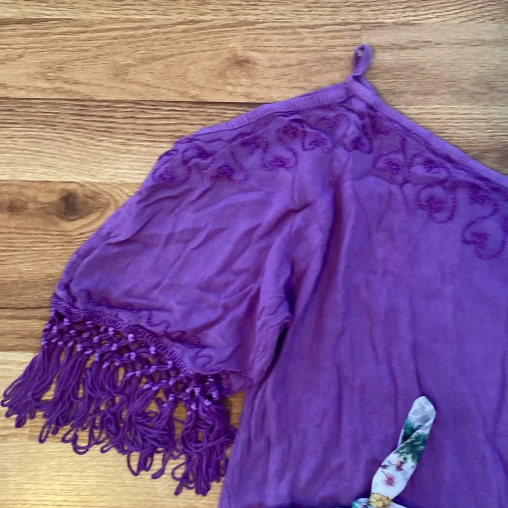 Miken lightweight bathing suit dress coverups, purple, and pineapple designs - Picture 2 of 9